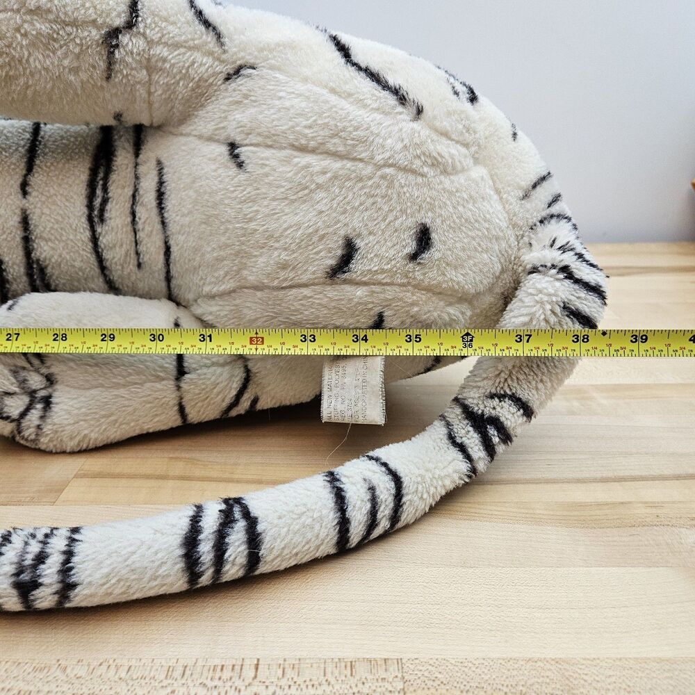 36" Vtg Large Kellytoy Plush Siberian Tiger Stuffed White Toy Animal Blue Eyes - Picture 4 of 16